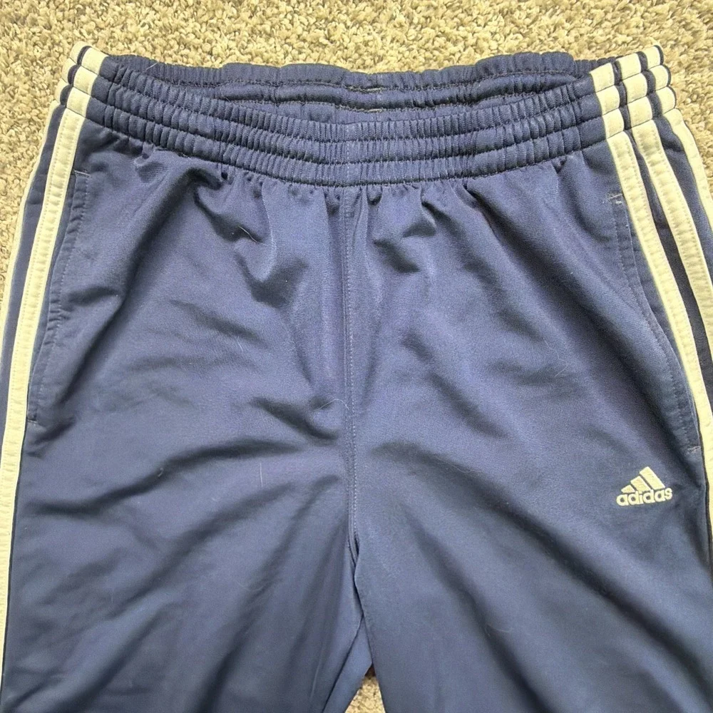 Vintage Y2K Adidas Jogger Pants Blue White 3 Stripes Youth‎ XL 2003